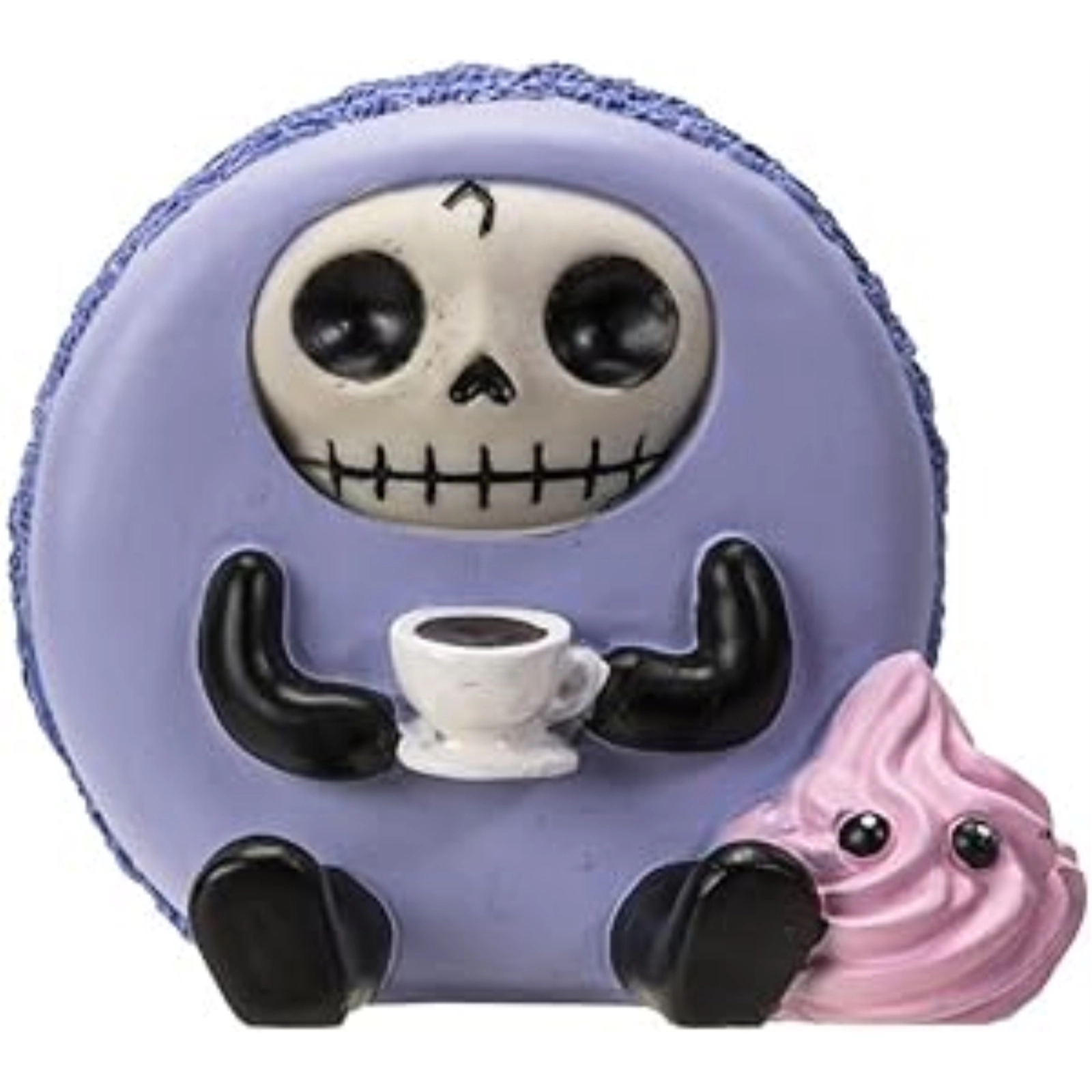 Pacific Giftware Furrybones Ronny The Lavender Purple Macaron With Coffee Cup Furry Bone Figurine
