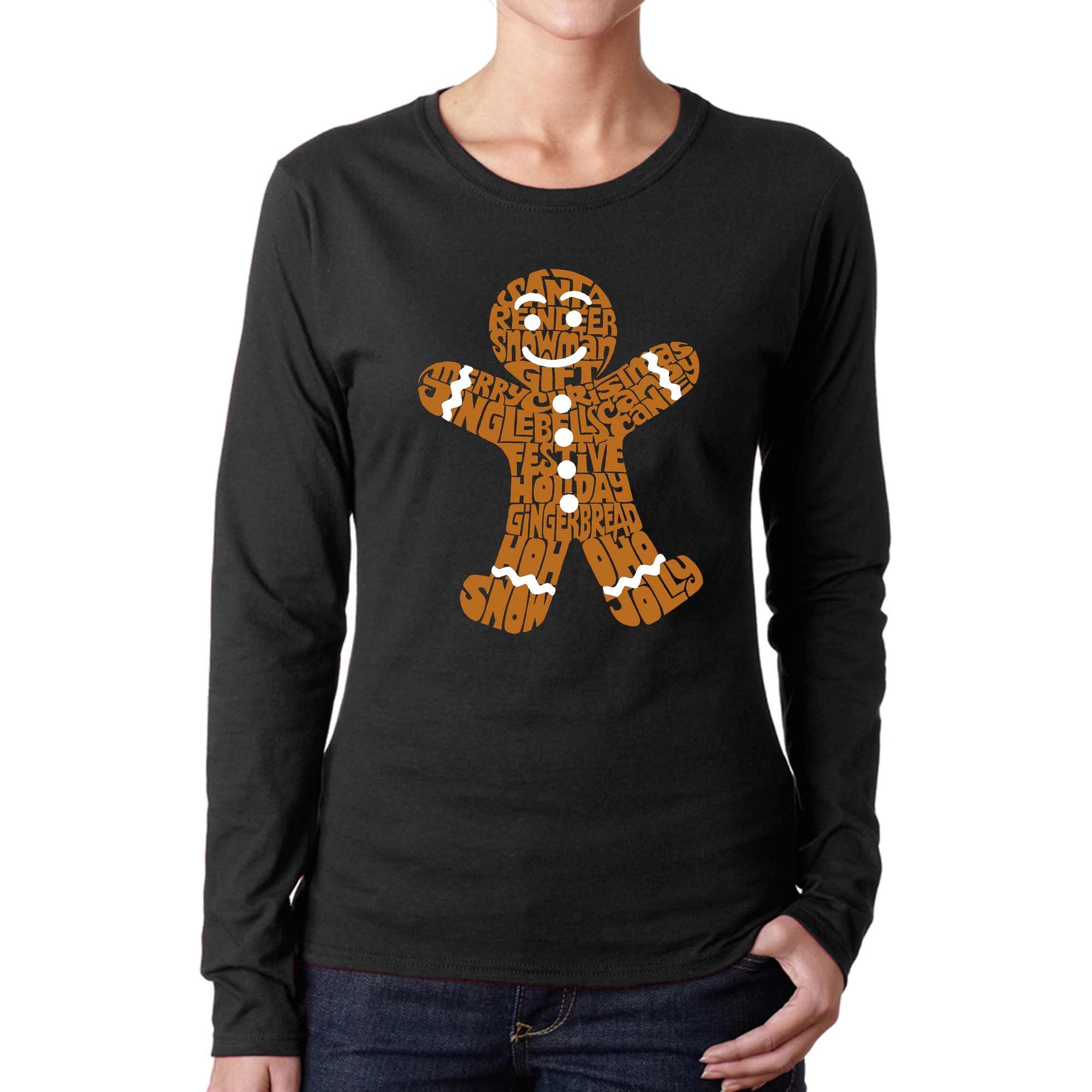 LA Pop Art Women's Word Long Sleeve T-Shirt - Gingerbread