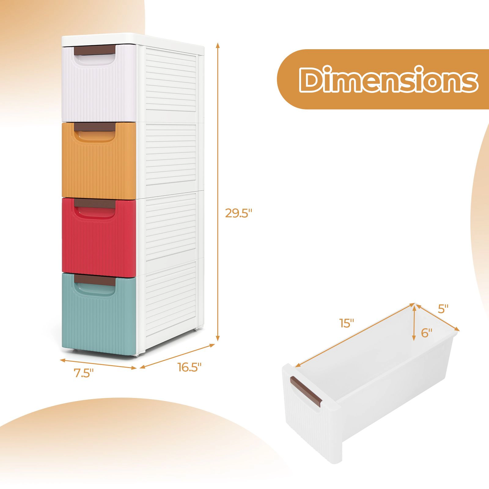SlickBlue 3-Drawer Slim Rolling Storage Cabinet Organizer