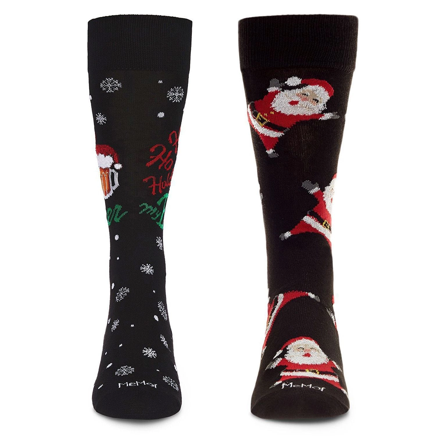 Memoi 2 Pair Men's Rayon Blend "Holiday Cheer" Christmas Novelty Crew Socks