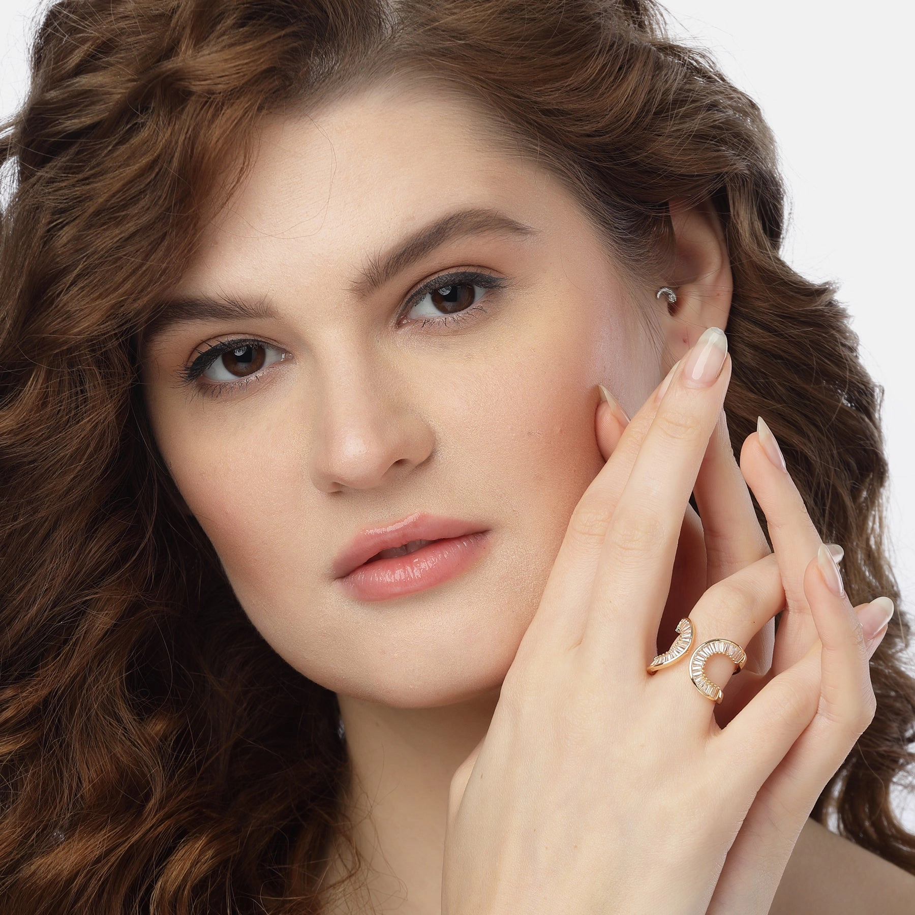AGP Paris Women's Gold-Tone Crescent Adjustable Ring