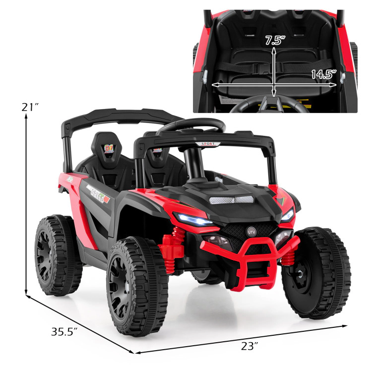 Hivvago 12V Kids Ride On Car UTV Electric Vehicle with LED Lights  Music and Horn