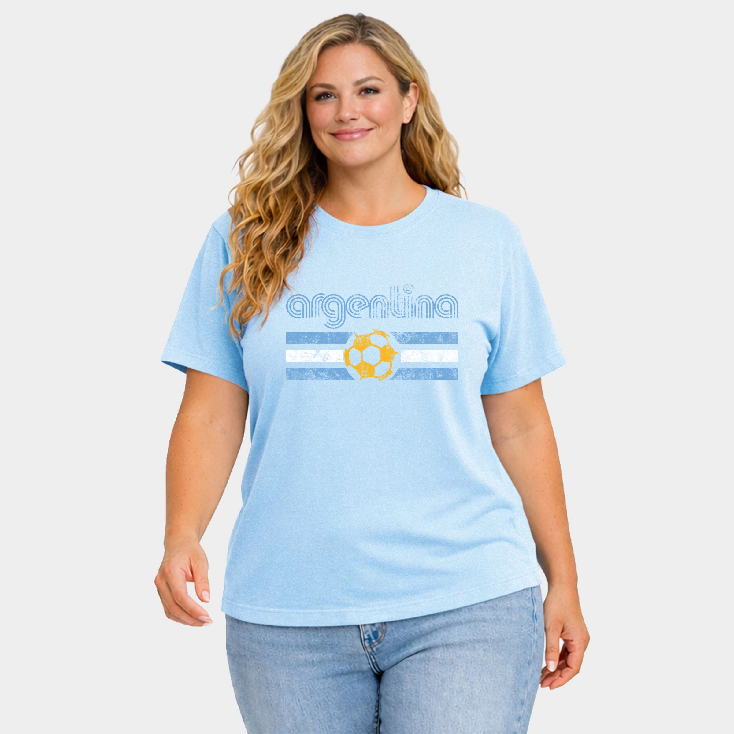 Simply Sage Market - Argentina Soccer Flag Women's Plus Sized Garment Dyed Graphic T-Shirt