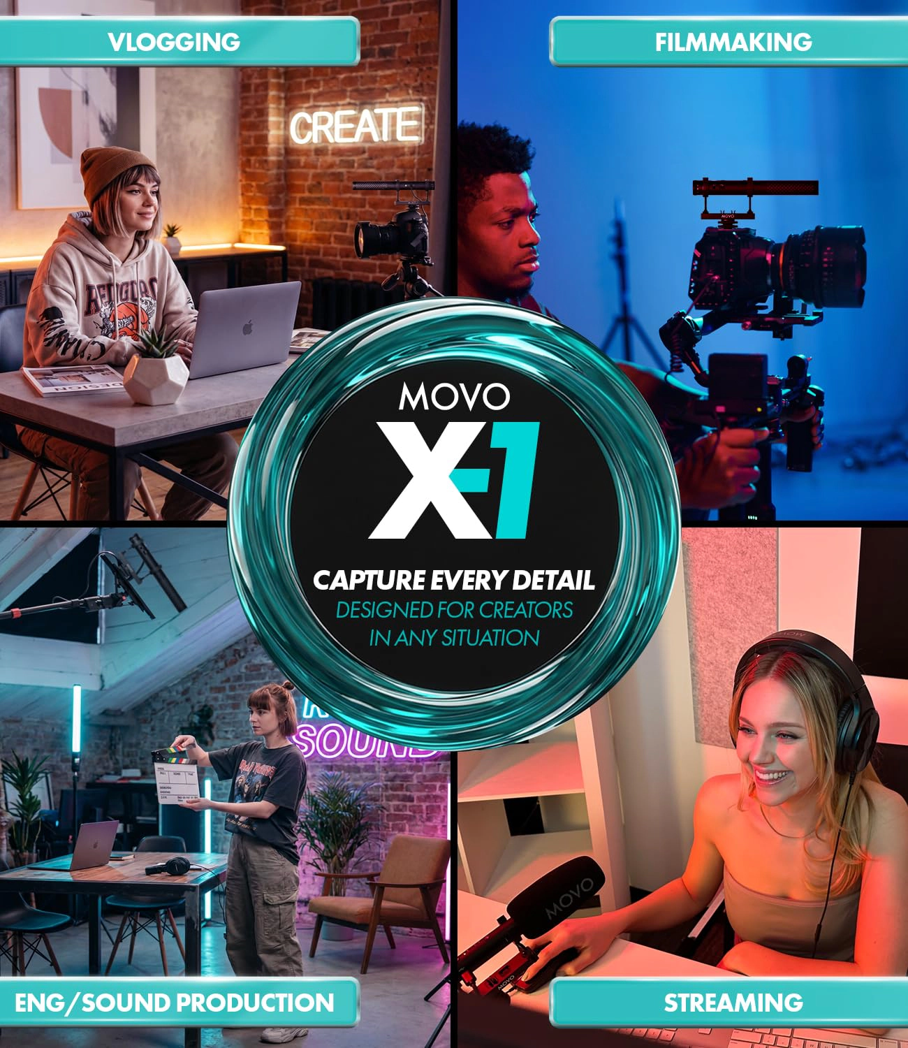Movo X1 Supercardioid Shotgun Microphone - 3.5mm/XLR/USB-C Camera Mic for DSLR, Smartphones, and Computers
