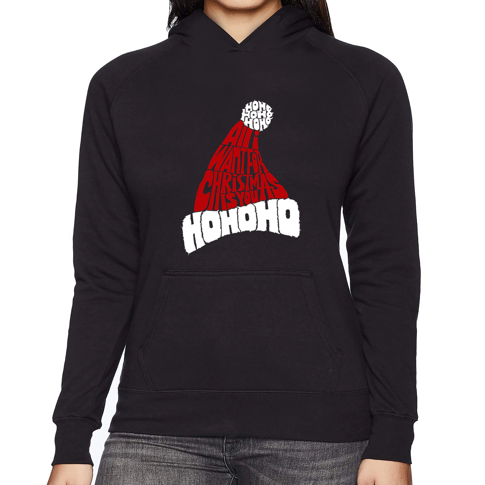 LA Pop Art All I Want For Christmas Is You - Women's Word Hooded Sweatshirt