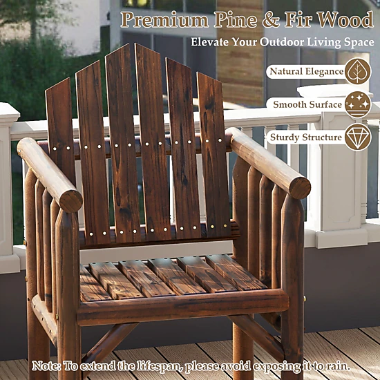 SUGIFT Outdoor Pine & Fir Wood Patio Dining Armchair 330-Lb Capacity 26-in Wide High Back Armrests Brown/Natural 1-Piece