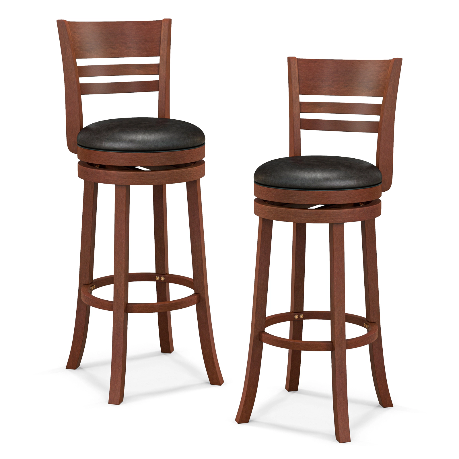 Glintex 2-Piece 31.5-Inch Swivel Bar Stool Set with PU Upholstered Seat, Brown & Black