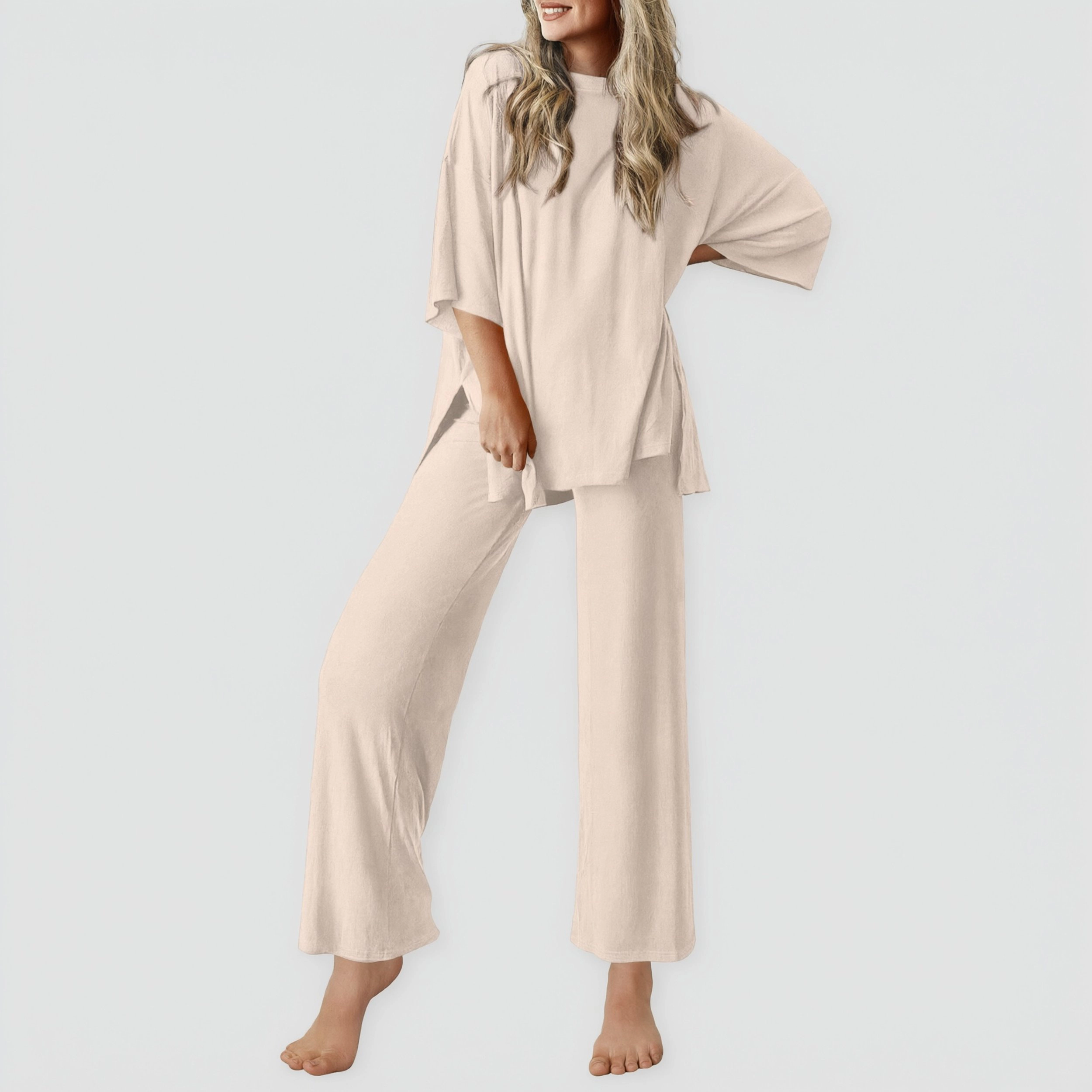 Ekouaer Lounge Sets for Women Short Sleeve Tops and Long Pants Soft Comfy Pajamas Set 2 Pc Outfits