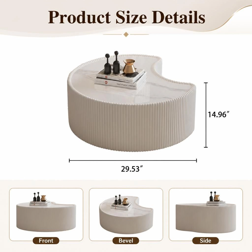 GOODSILO Sintered Stone Top Upholstered Coffee Table