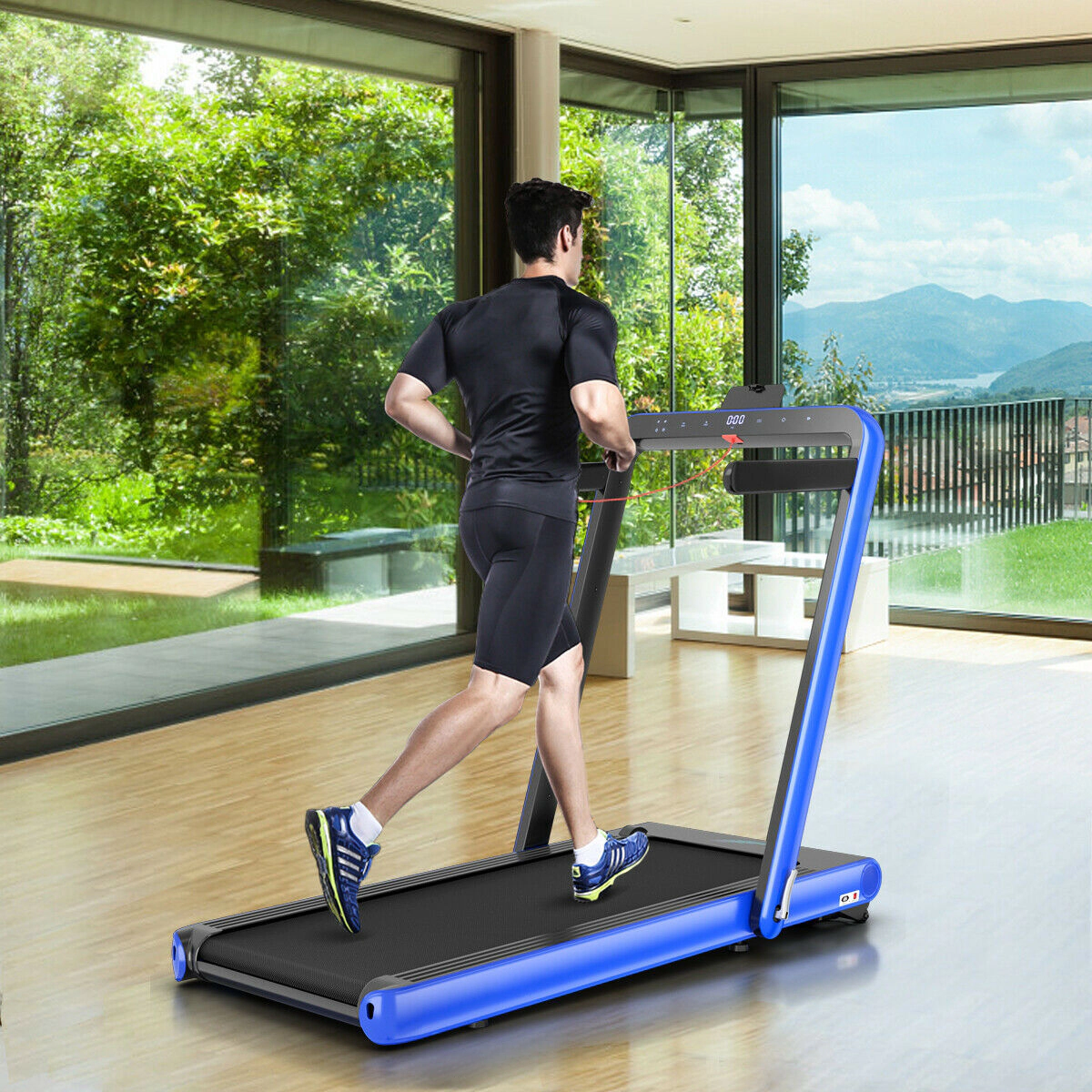 SUGIFT Navy 4.75-HP 2-in-1 Folding Treadmill with 49-in Running Belt 58-in W 31-in D 265-lb User Capacity