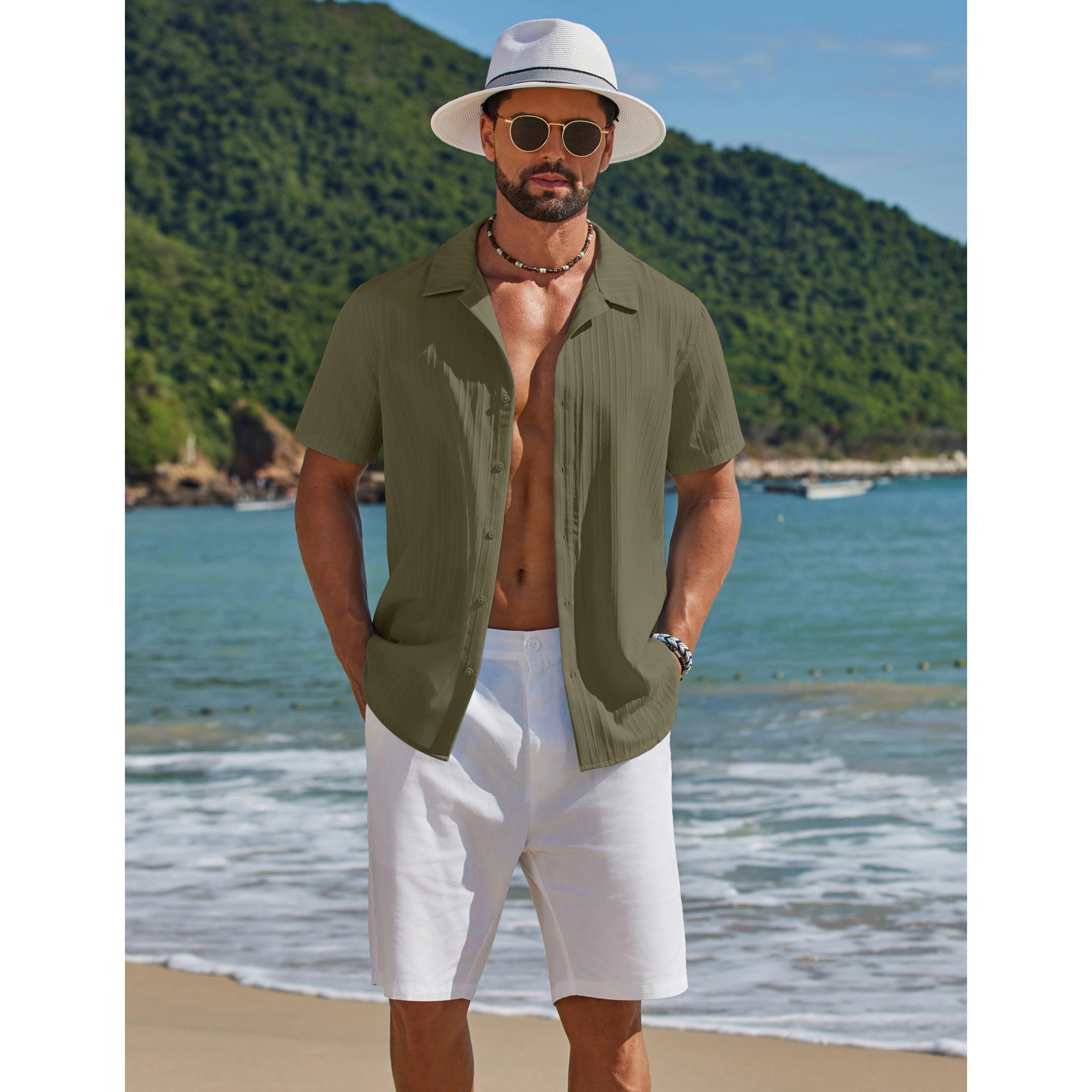 COOFANDY Men's Regular Fit Short Sleeve Camp Shirt