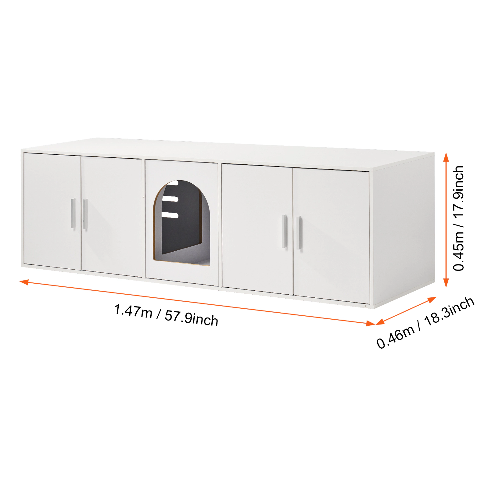 HONGGE Cat Litter Box Enclosure for 2 Cats Litter Box Furniture Hidden with Wooden Cat Box Cabinet Fit Most of Litter