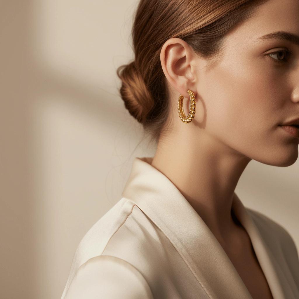 DressAtR Women's Spiral Gold Tone C Shape Earrings