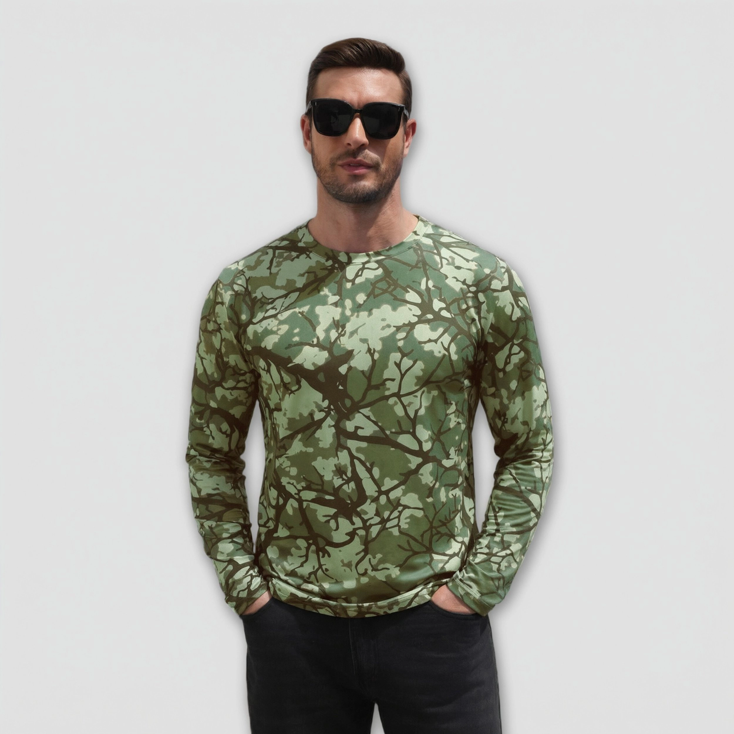 COOFANDY Men's Long Sleeve Camo Crew Neck T-Shirt