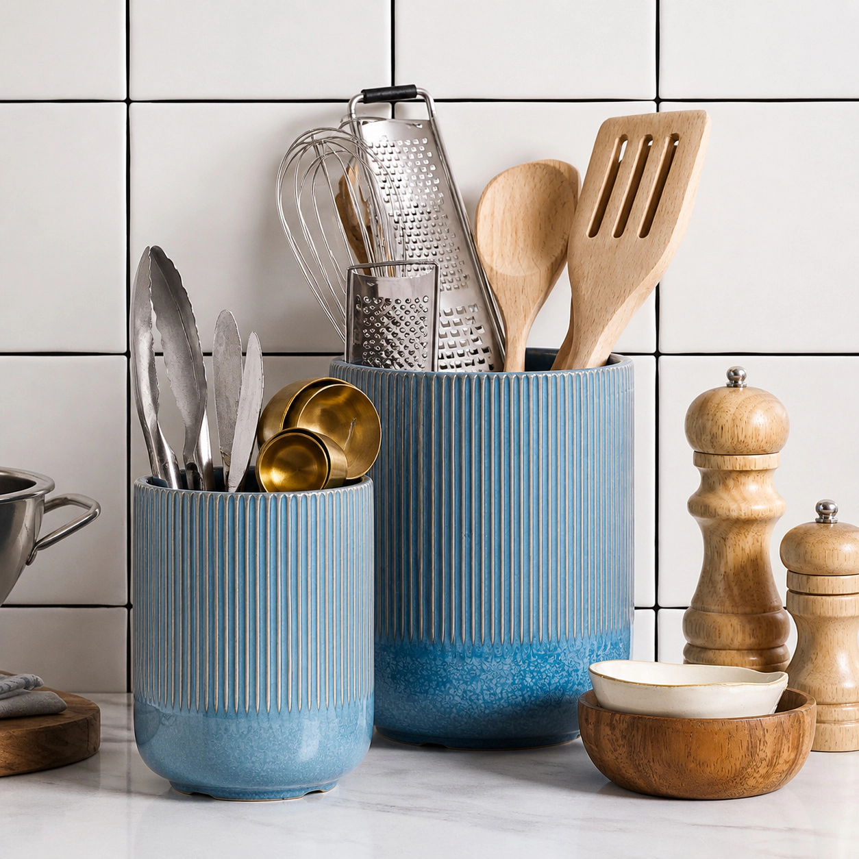 WZK Set of 2 Ceramic Kitchen Utensil Holder
