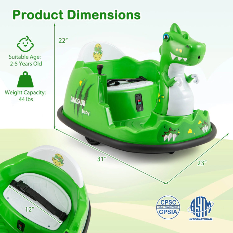 Hivvago 12V Bumper Car with Spray Function and Remote Control for Toddlers Aged 2-5