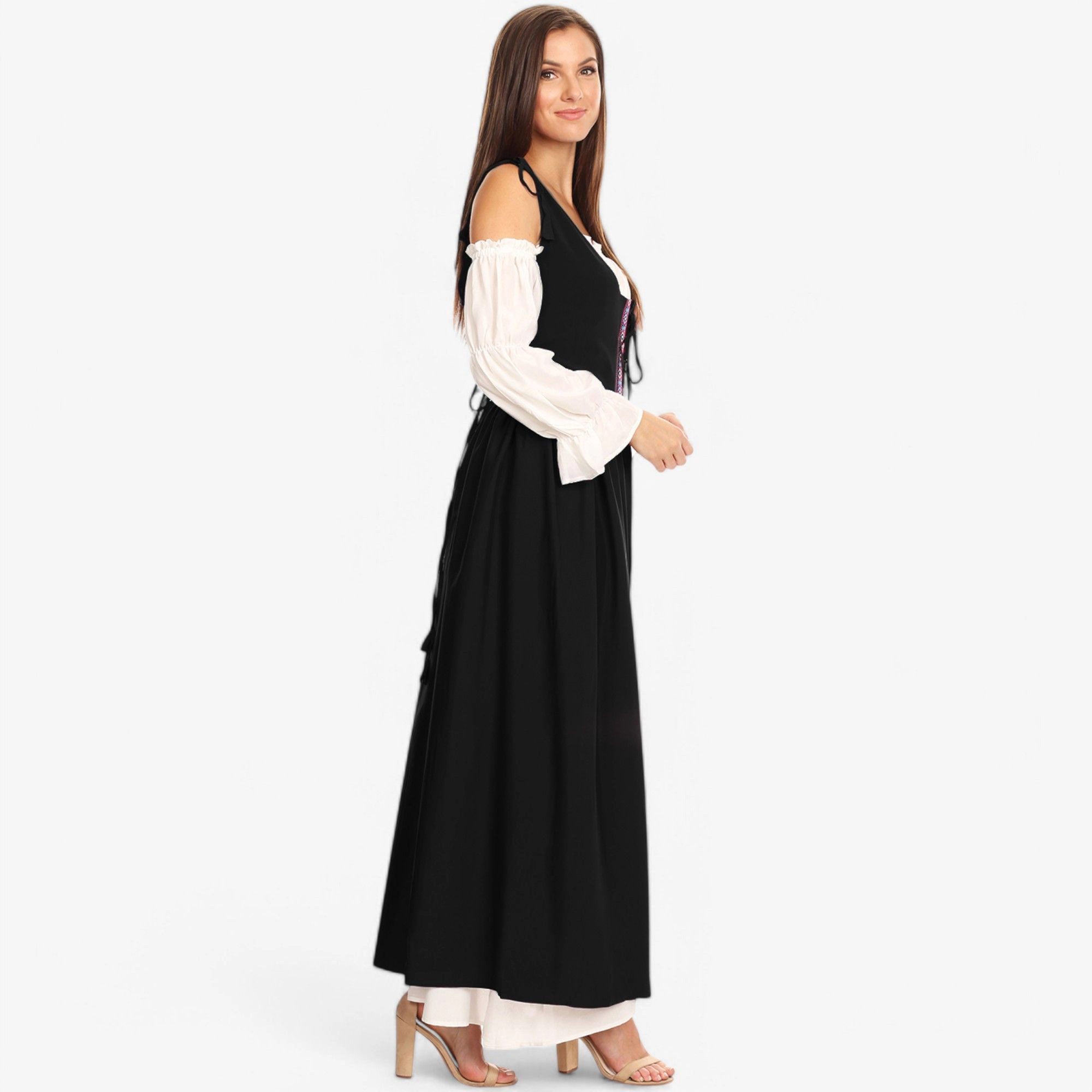 Anna-Kaci Women's Renaissance Lace-Up Shoulder Tie Straps Overdress