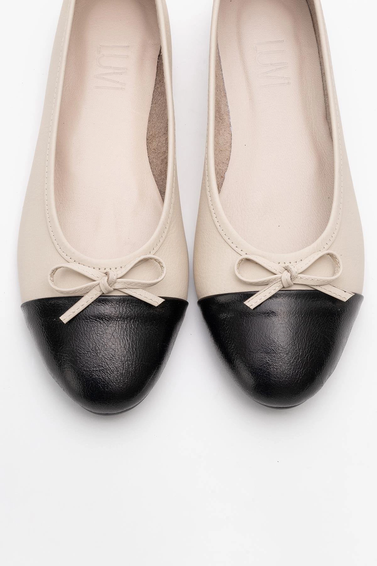 Forever & Always Womens Rayne Cap Toe Leather Ballet Flats
