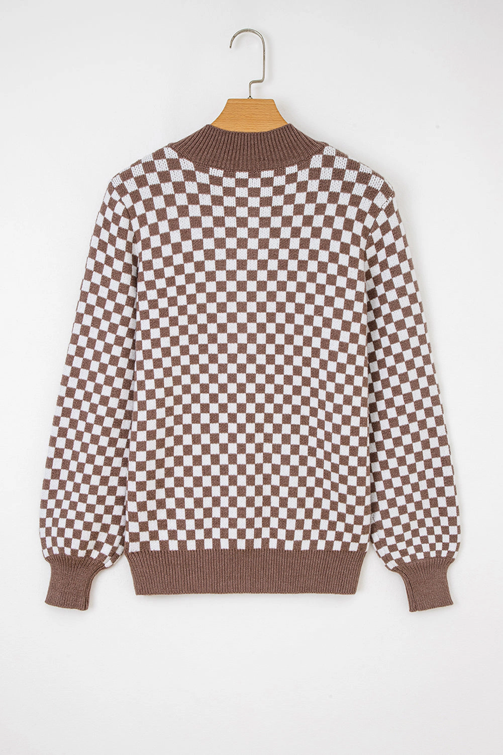 Threaded Pear Women's Mckinley Trim Checkerboard Knit Sweater