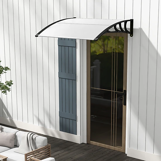 SUGIFT Black 48-in x 40-in Polycarbonate Door Awning Window Canopy Rain Snow Cover with ABS Bracket
