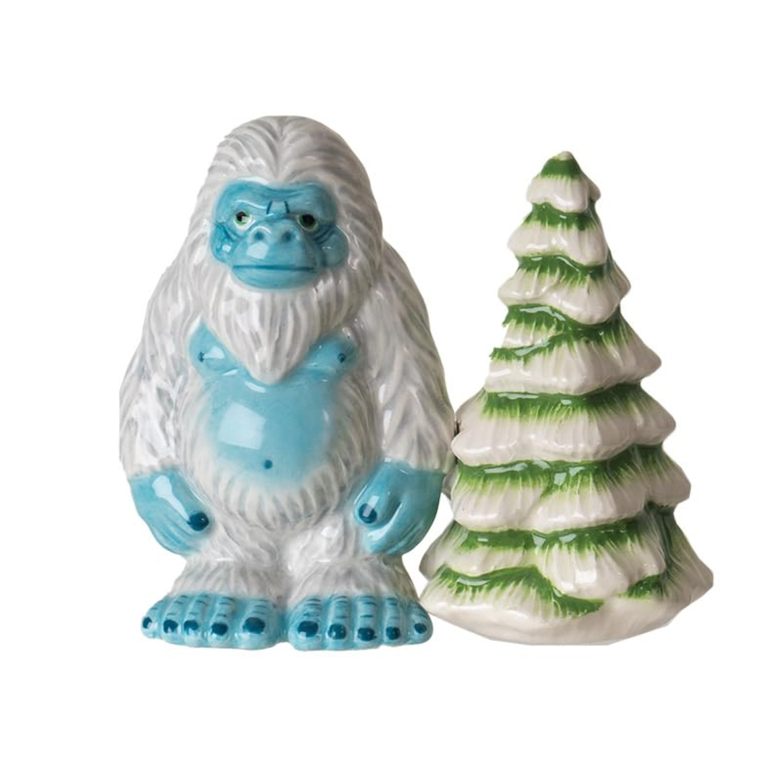 Pacific Giftware Yeti With White Pine Tree Ceramic Magnetic Salt and Pepper Shaker Set