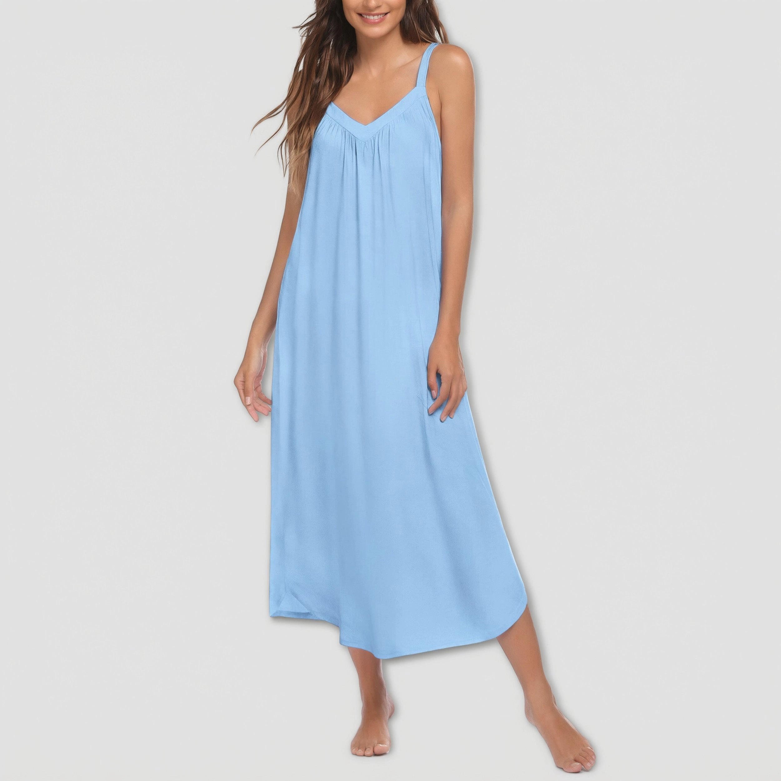 Ekouaer Womens Sleeveless Nightgown Full Slip Nightshirt Print Nightwear Length Loungewear