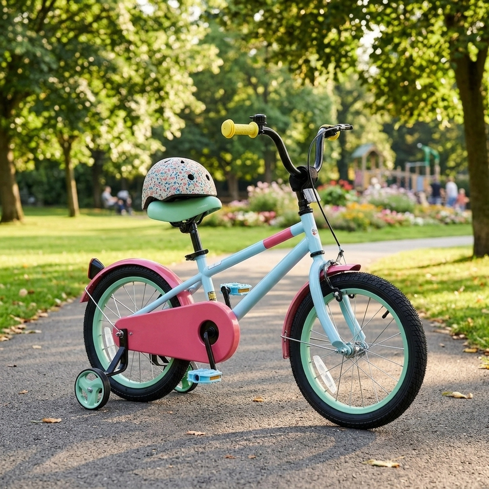 16-in Kids Bike Quick-Release Adjustable Handlebar Saddle Dual Brake System Removable Training Wheels Ages 4-7 Blue