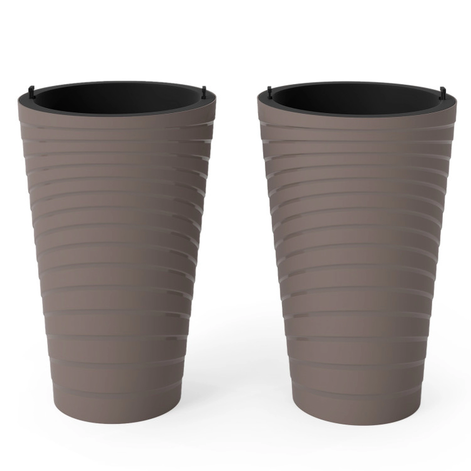 SUGIFT Set of 2 18-in Tall Round Spiral Texture Flower Pots with Insert Bucket Handles and 51 Drain Holes