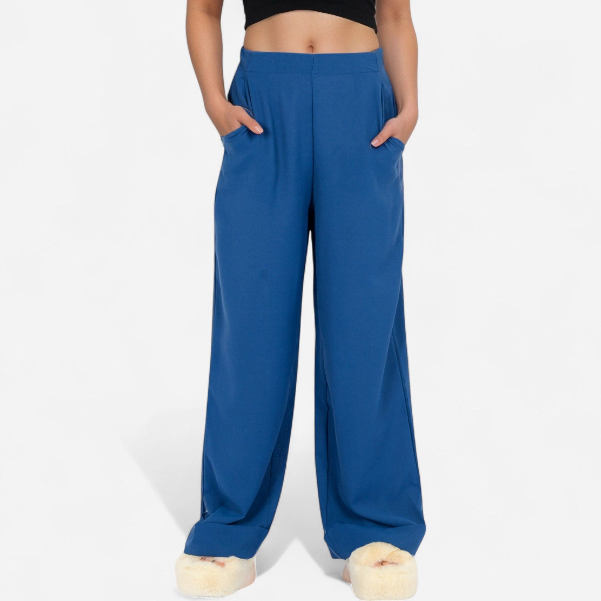 Anna-Kaci Women's Vertical Red Stripe Wide Leg Pants with Waistband and Full-Length Flowing Silhouette