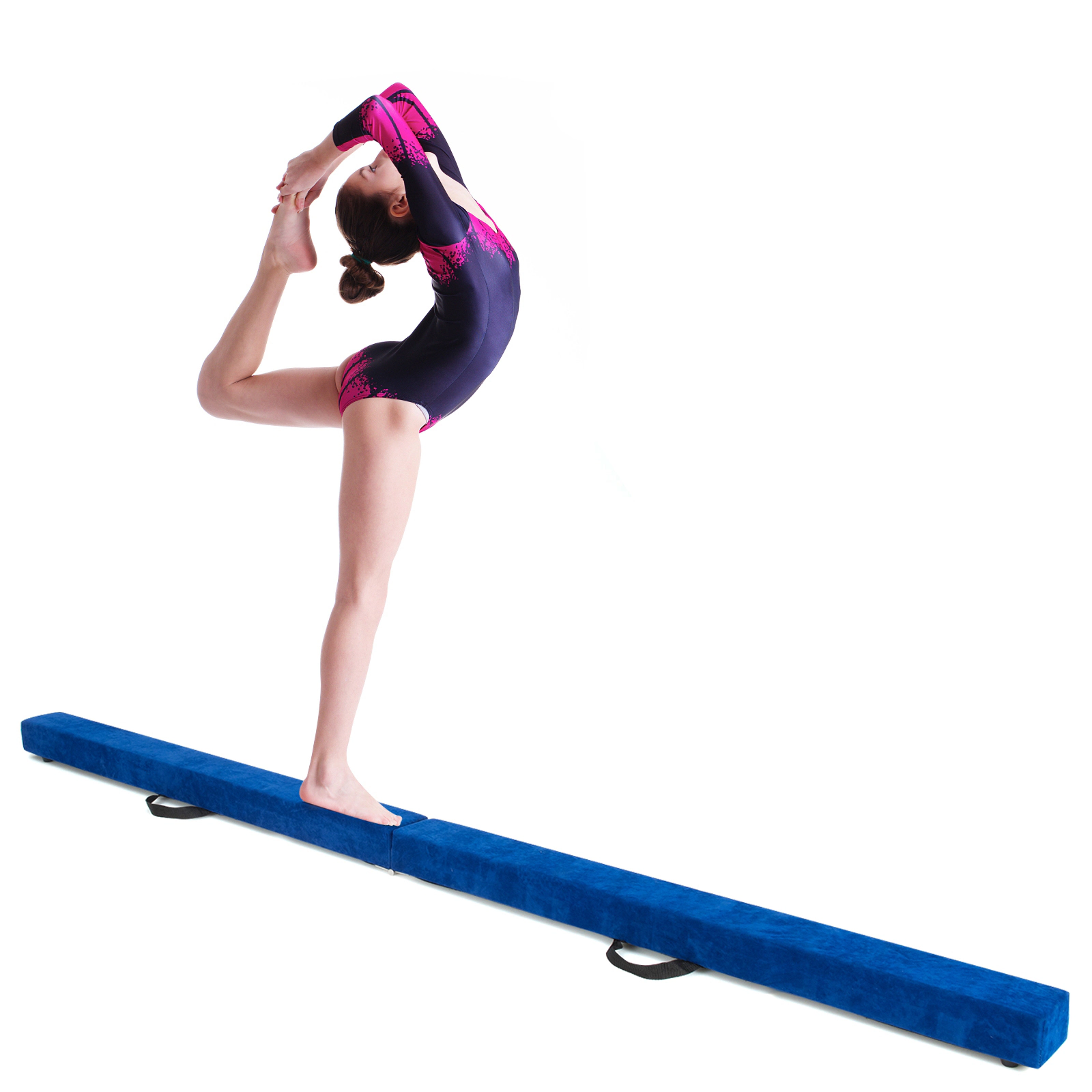 SUGIFT 7-ft Folding Portable Floor Balance Beam for Gymnasts 154-lb Capacity 82.5-in Training Yoga Balance Aid Blue