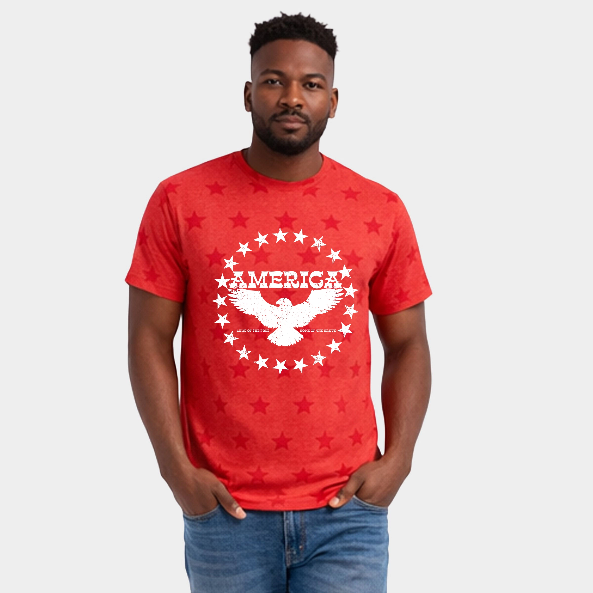 Simply Sage Market - America Circle Stars Men's Short Sleeve Star Tee