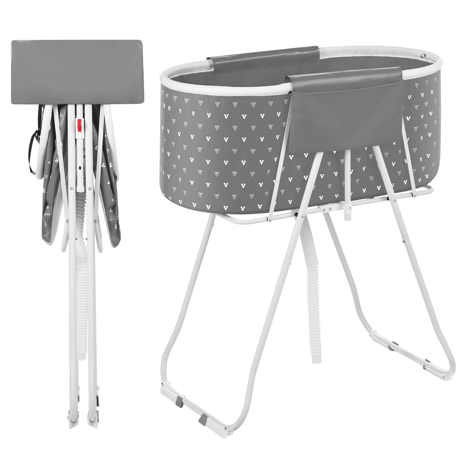 HONGGE Portable Dog Bathtub, Elevated & Foldable Space-saving Pet Shower Station with Drainage