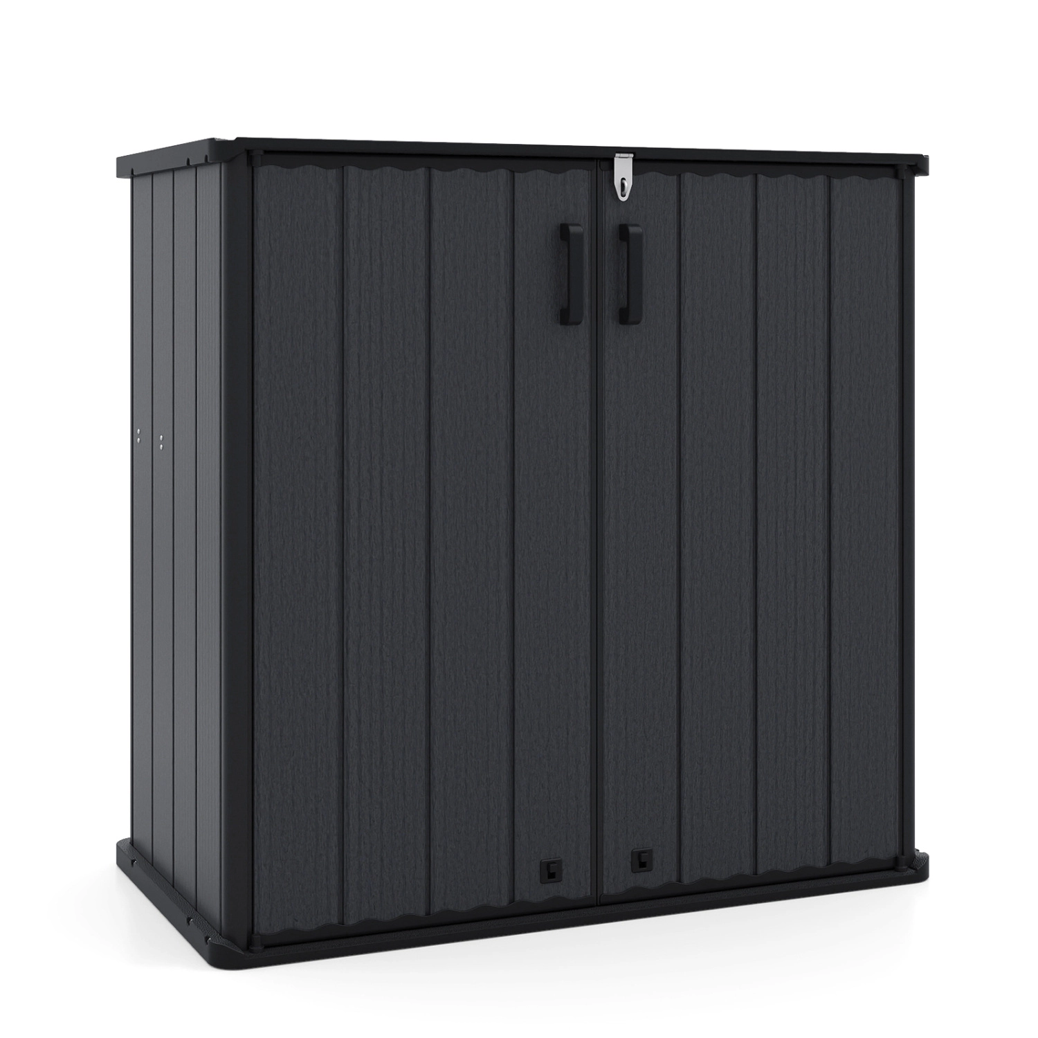 SUGIFT 175-Gal 330-lb Roof Capacity Lockable Waterproof Outdoor Storage Shed Box with Floor and Removable Shelf