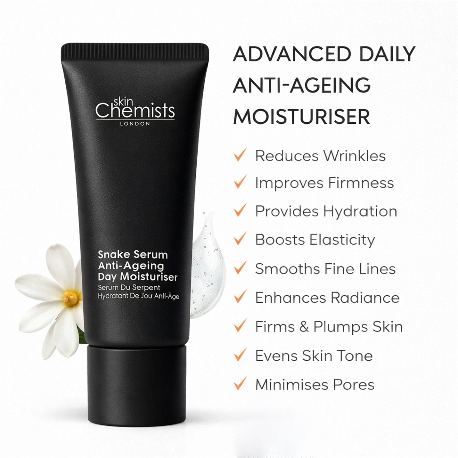 skinChemists Snake Serum Anti-Ageing Day Moisturiser 50ml - Firms and Smooths Fine Lines