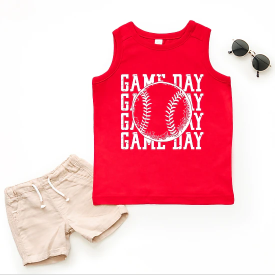 The Juniper Shop - Distressed Game Day Baseball - Toddler Graphic Tank
