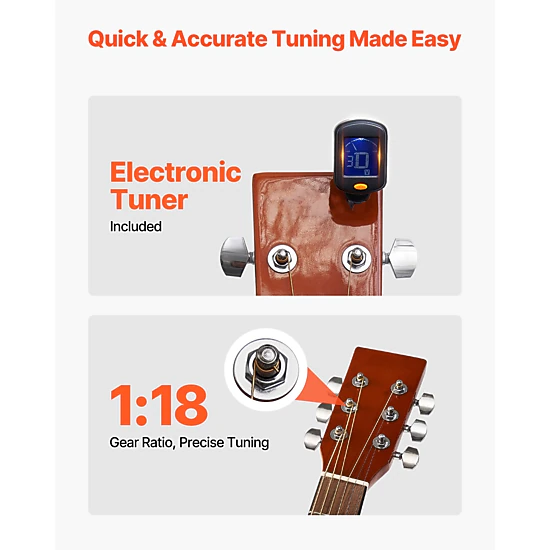 HONGGE 41 in Cutway Acoustic Guitar 6-String Solid Spruce Top Beginner Bundle with Gig Bag Tuner Strap Strings Picks