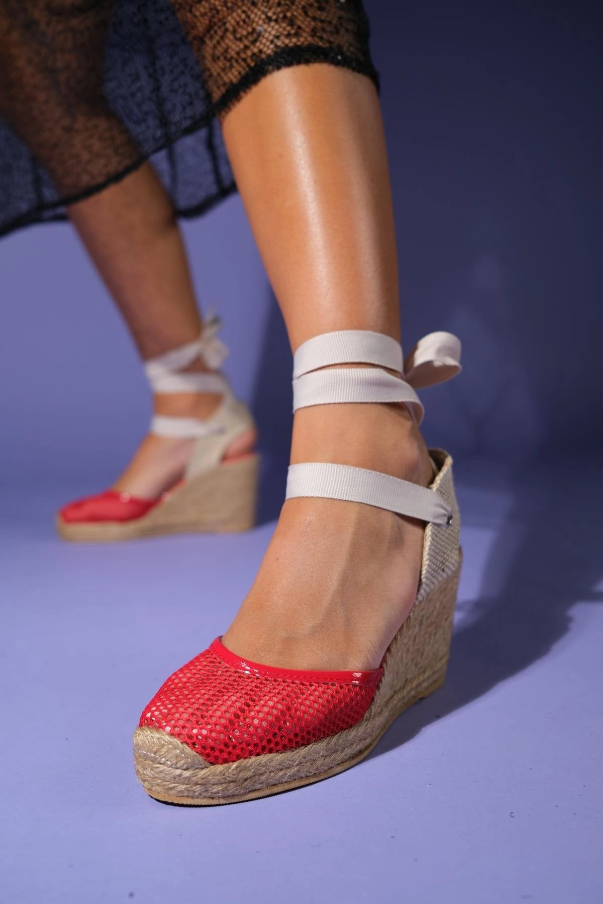 Forever & Always Womens Lions Mesh Leather Wedge Espadrilles Sandals