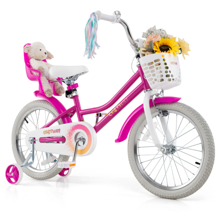 Hivvago Kids Bike 18 Inch with Training Wheels and 2 Brake System for 3-8 Years Old