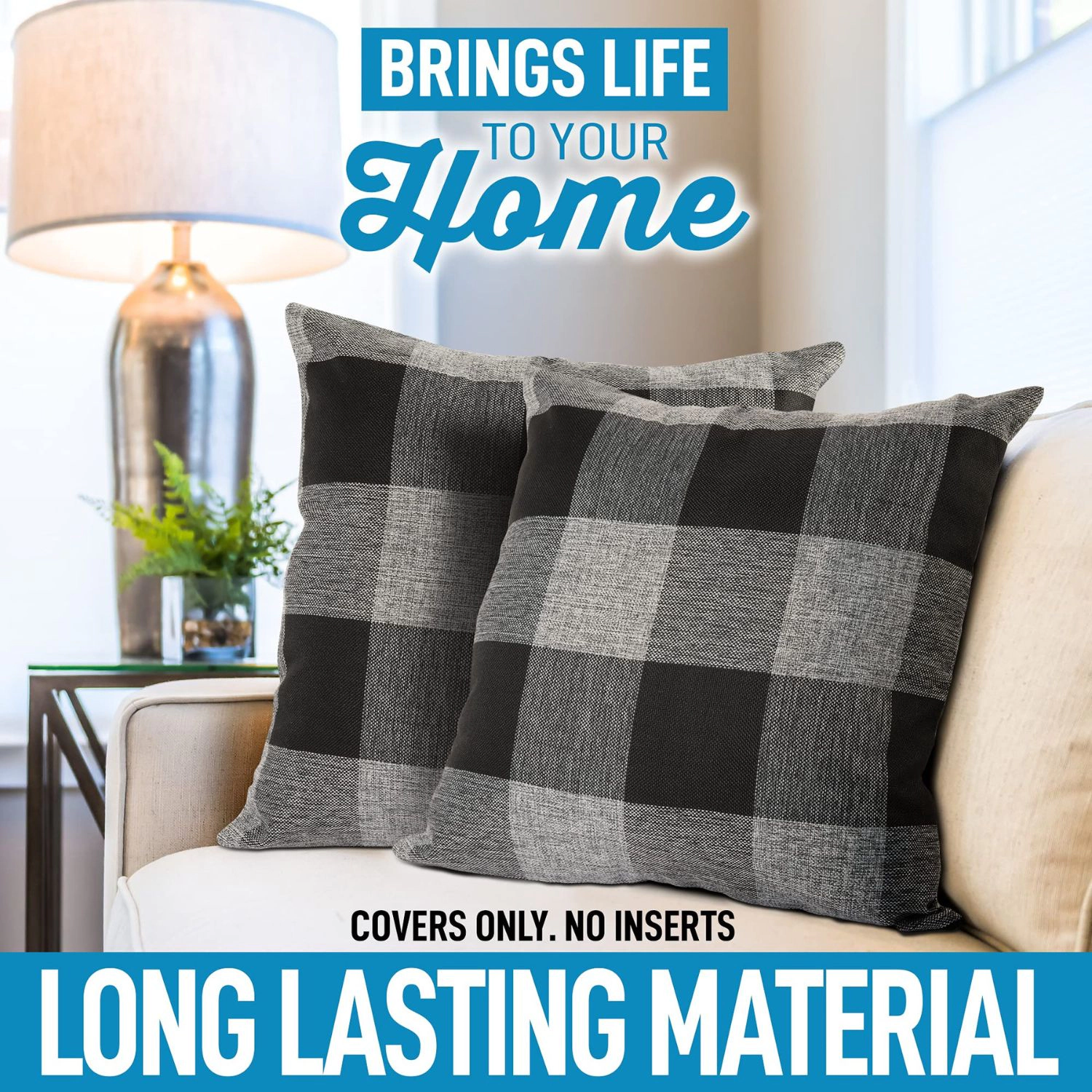 Zulay Home Pack of 2 Buffalo Plaid Throw Pillow Covers 16 x Inches