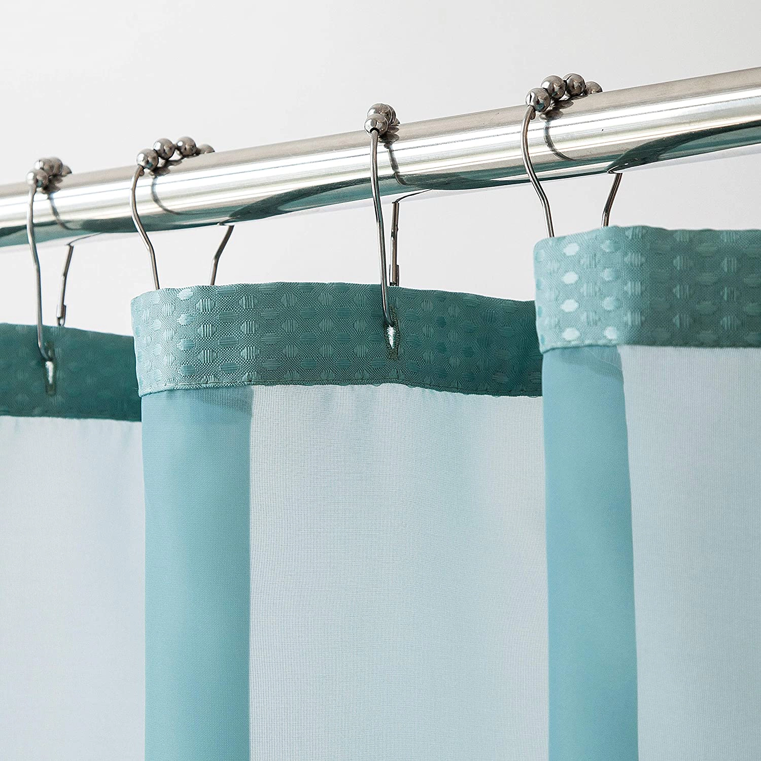 Dainty Home Complete Waffle Weave Fabric Shower Curtain With Snap On Waterproof Detachable Liner Set 70" x 72"