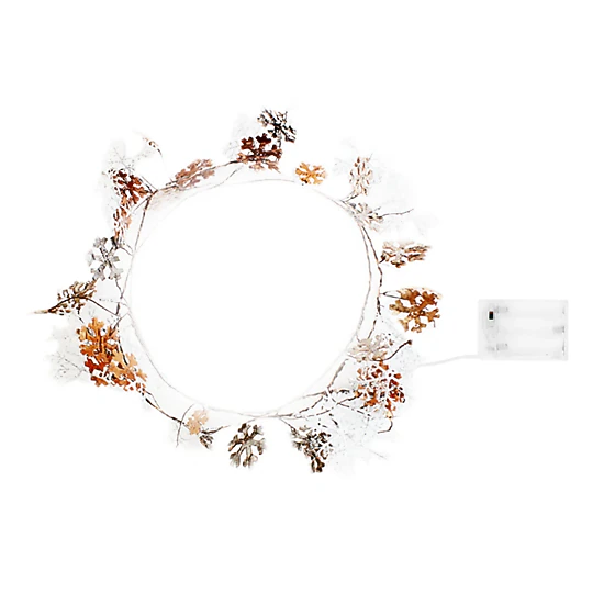 Elegani 20 LED Glitter Snowflake String Lights - 7.5 ft Copper Wire ...