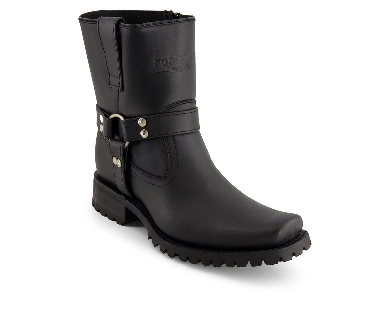 Forastero Mens Leather Biker Boots With Zipper Closure