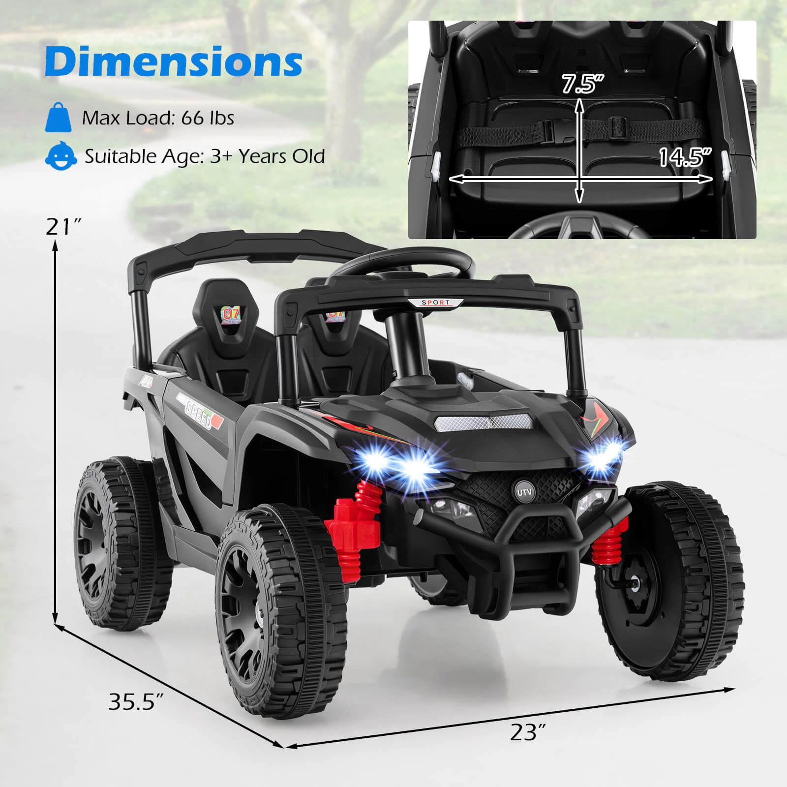 Costway 12V Kids Ride On Car Battery Powered Electric Remote Control LED Lights Music