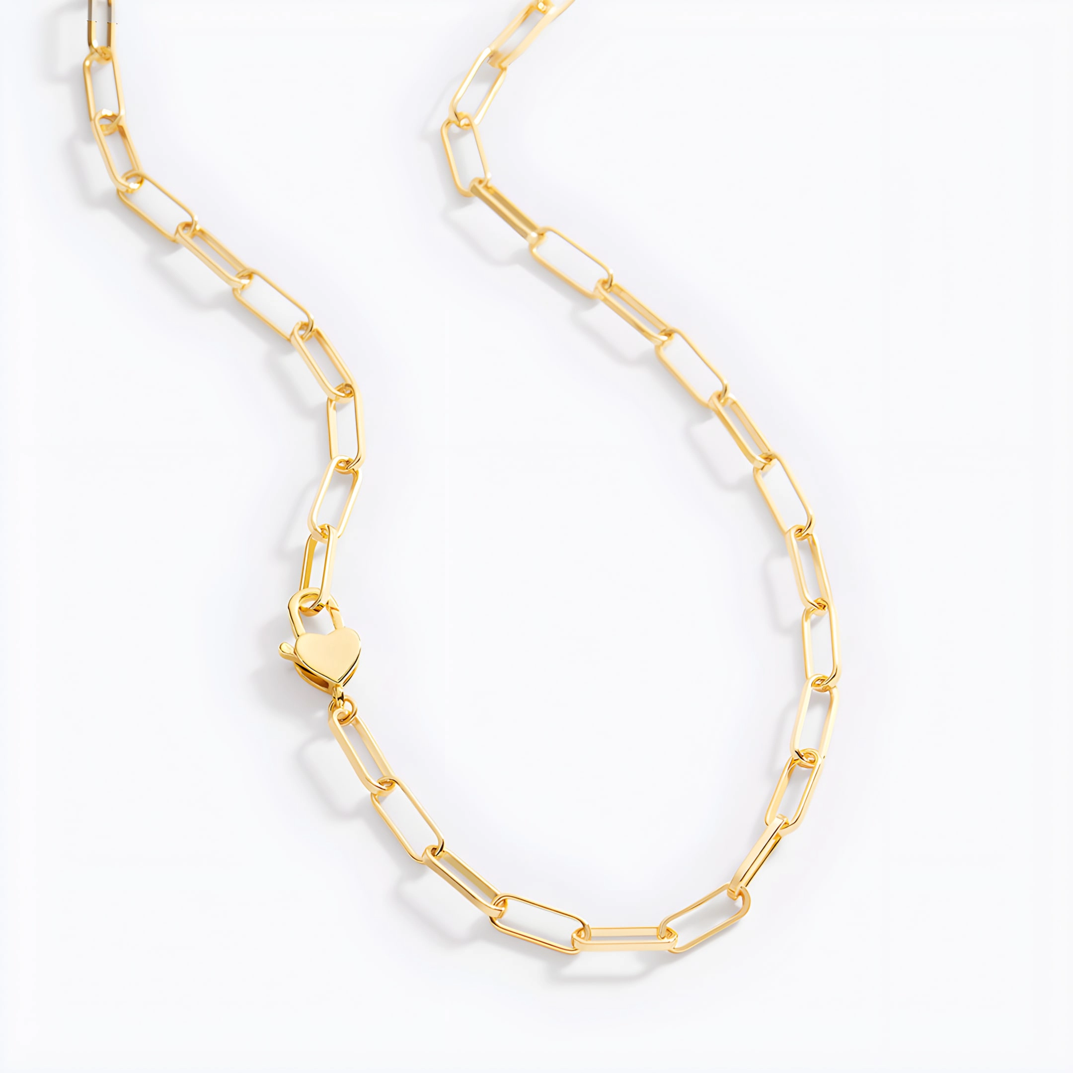 Mint & Lily Women's Heart Padlock Paperclip Chain Necklace