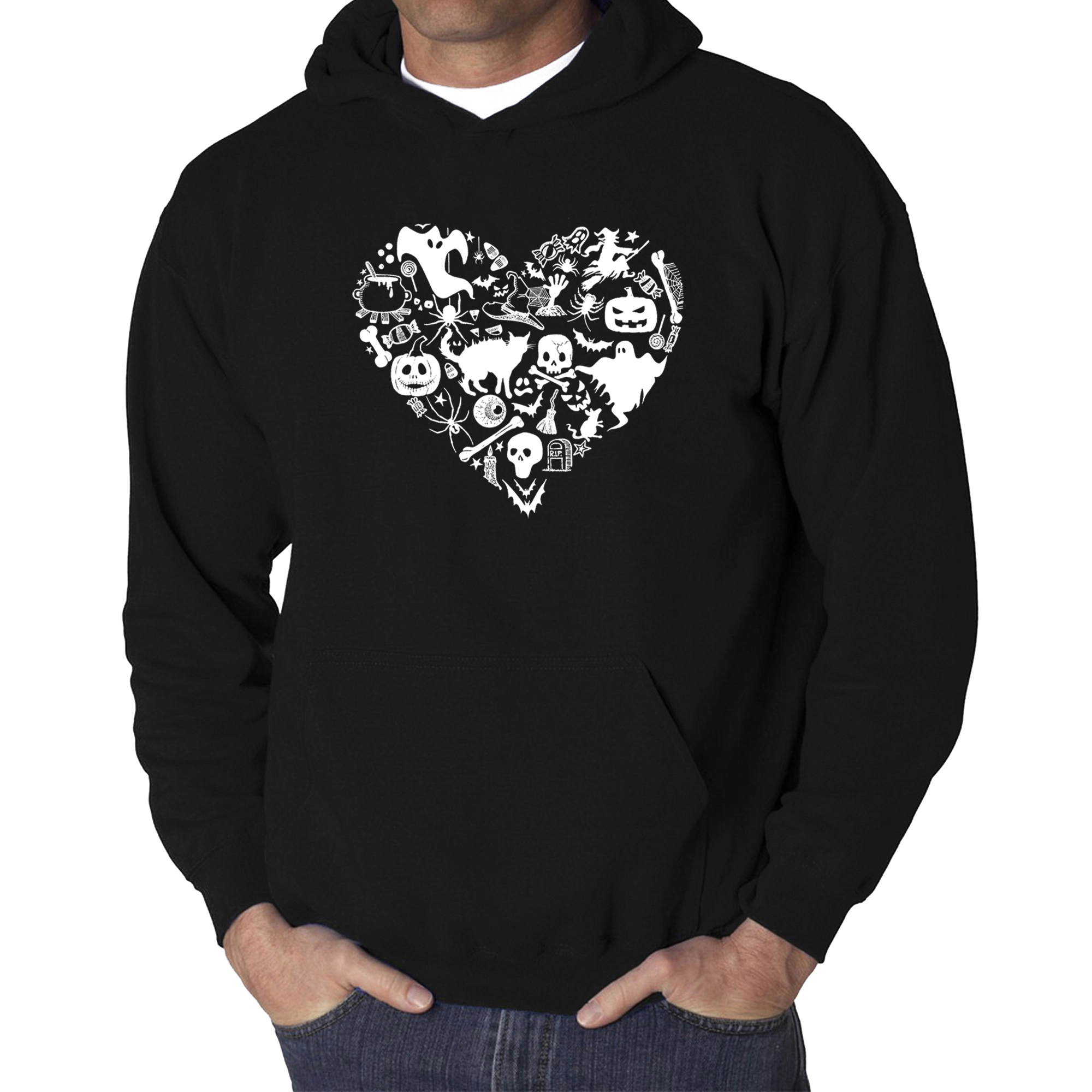 LA Pop Art Halloween Heart - Men's Word Hooded Sweatshirt
