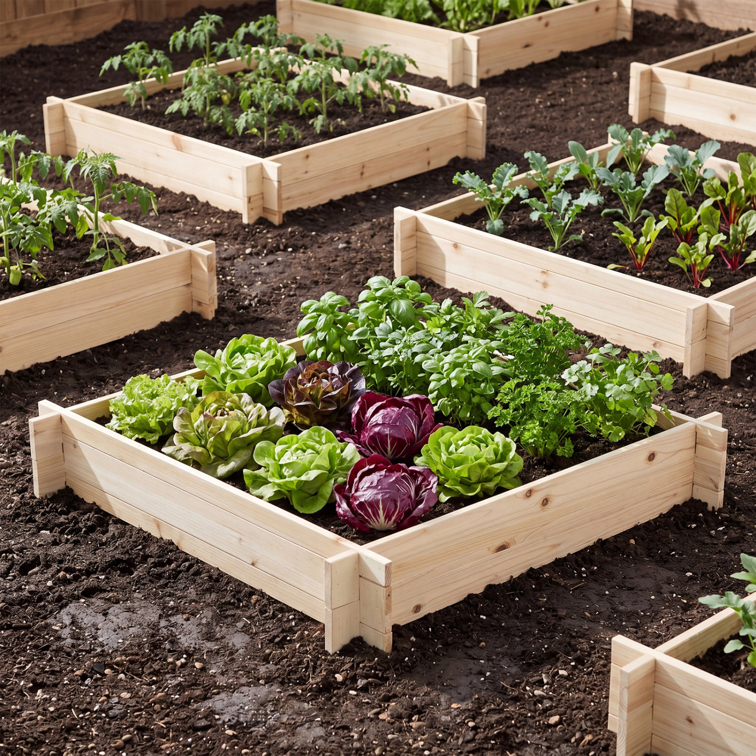 LJG 39.5" x 39.5" Square Wooden Raised Garden Bed