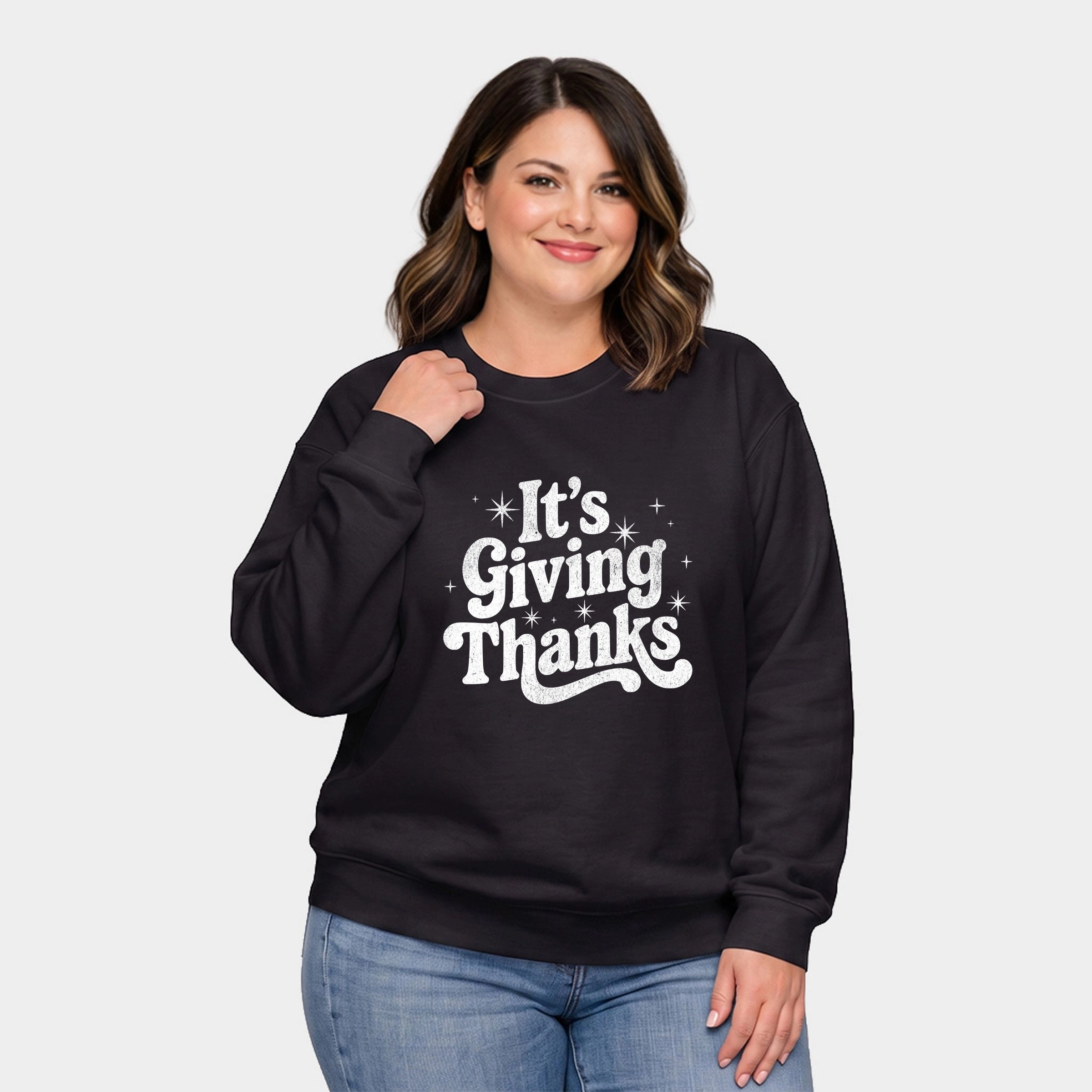 Simply Sage Market - Women's Plus Sized Graphic Sweatshirt Its Giving Thanks