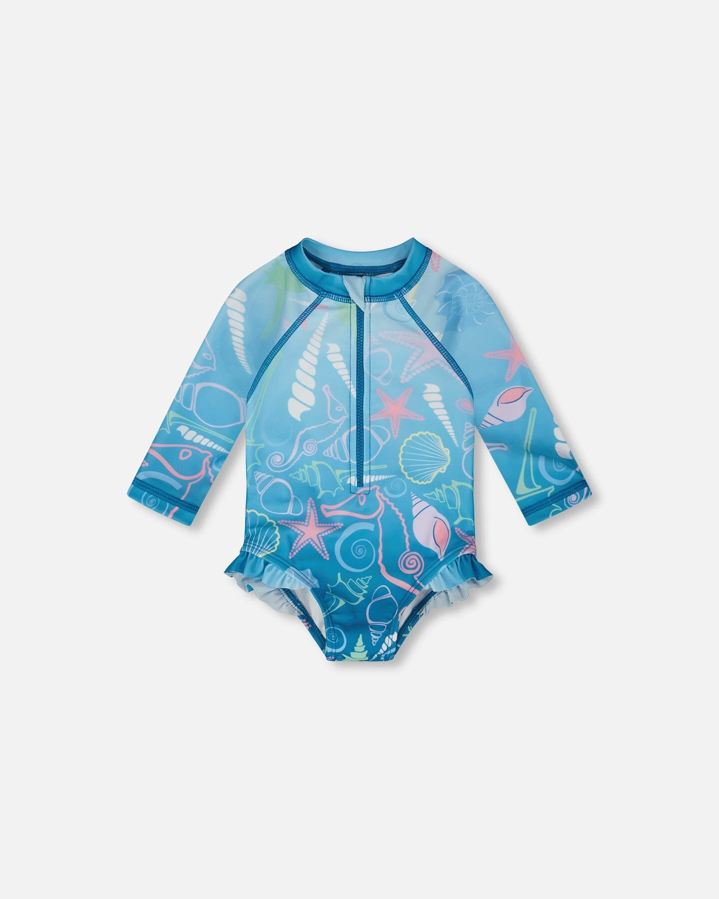 Deux par Girls Toddler One-Piece Long Sleeve Rashguard Shell Print
