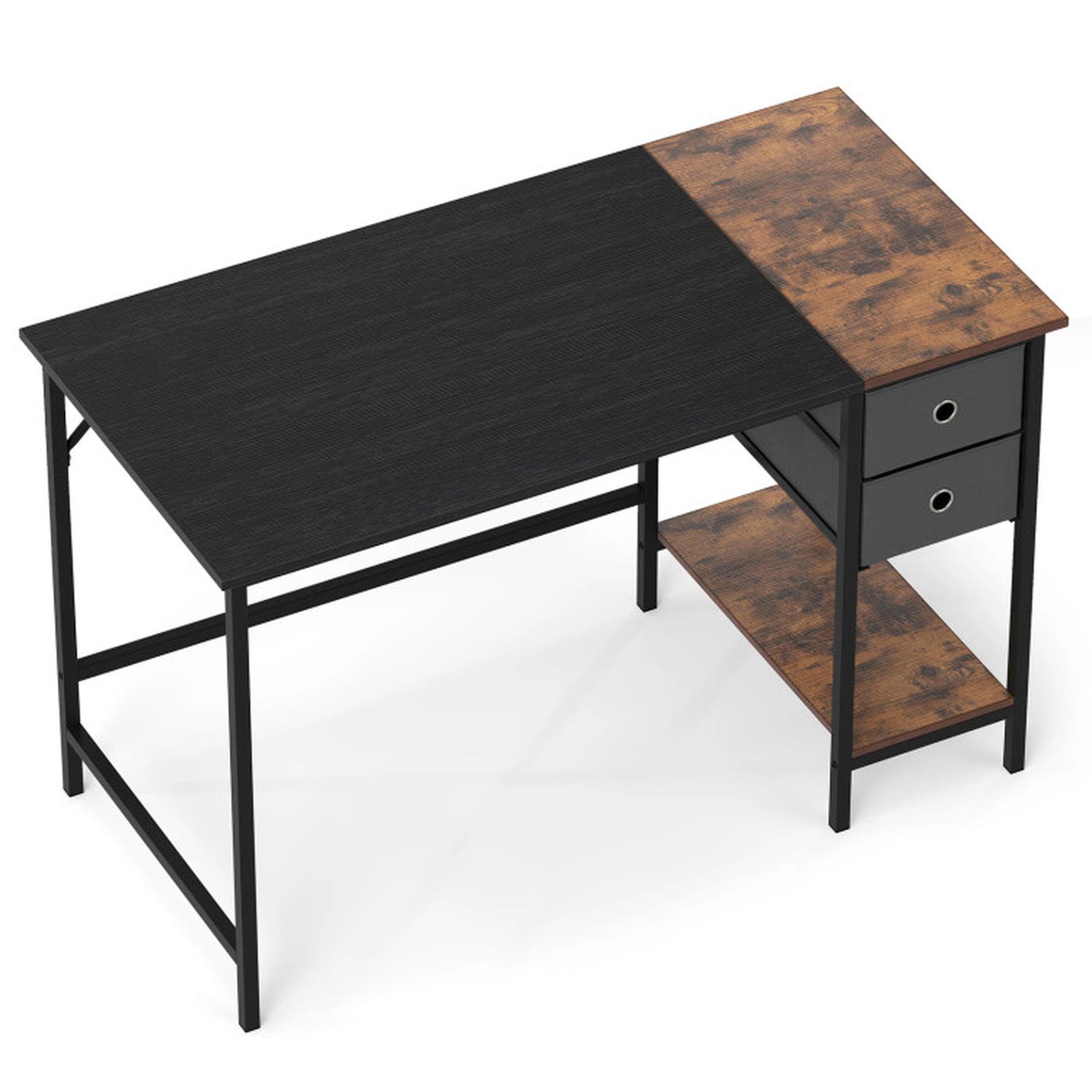 SUGIFT 48-Inch Industrial Computer Desk with Removable Fabric Drawers, Open Shelf and Anti-Tip Kits
