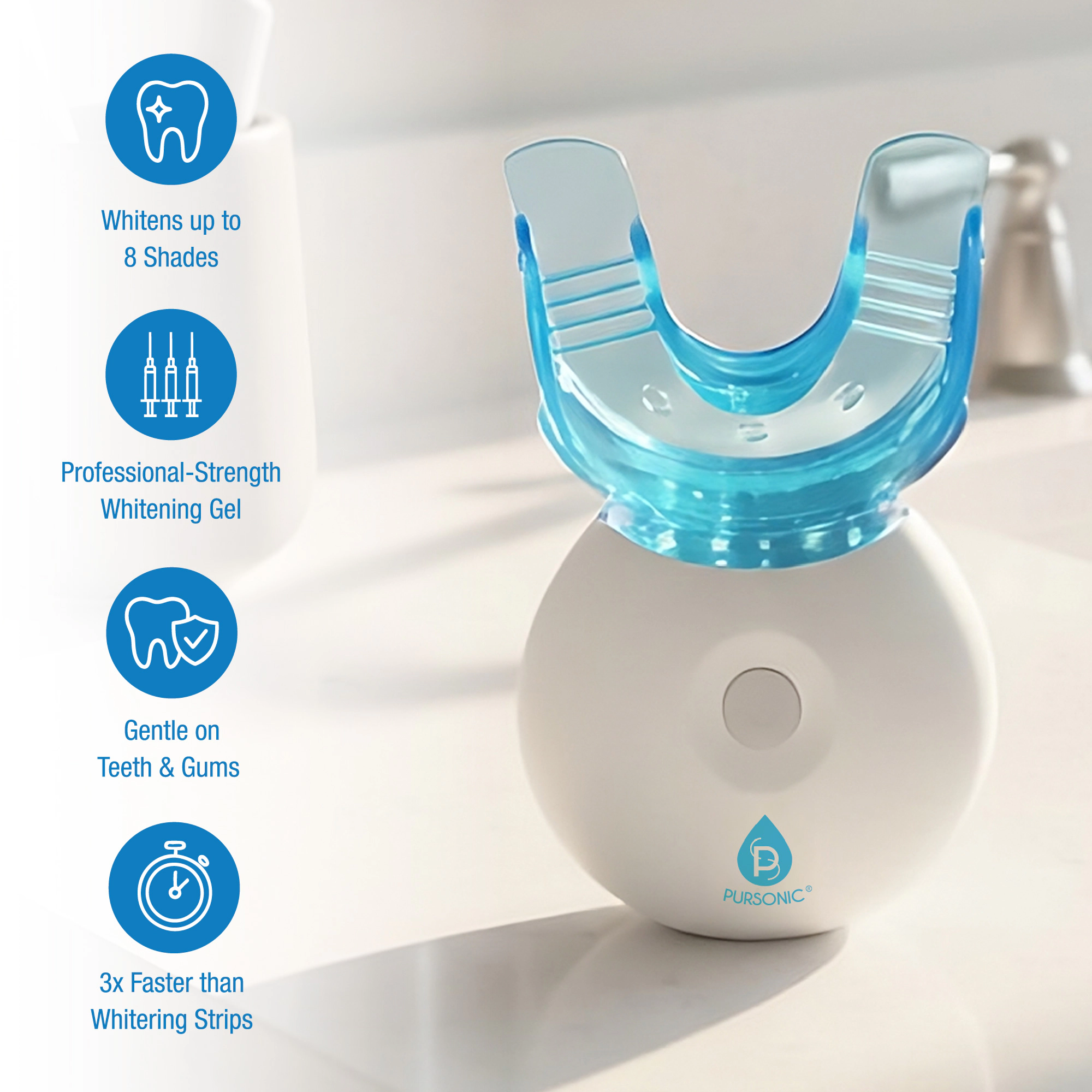 Pursonic Unisex LED Teeth Whitening PureWhite Treatment Kit